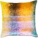 Morpheus Yellow & Aqua Crushed Velvet Throw Pillow Cover (18" x 18")