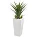 40-inch Artificial Spiky Agave Plant in White Planter - Green