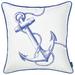 HomeRoots Blue and White Nautical Anchor Decorative Throw Pillow Cover