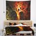 Designart 'Magical Orange Psychedelic Tree' Abstract Wall Tapestry