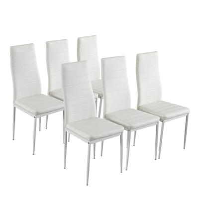 High Backrest PU Leather Dining Chairs (Set of 6)