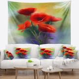 Designart 'Watercolor Red Poppy Flowers Painting' Floral Wall Tapestry
