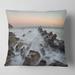 Designart 'Rocky Beach with White Waters' Modern Seashore Throw Pillow