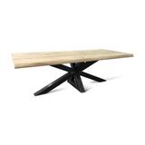 ADLER-Z Solid Wood Dining Table - Natural Wood/Black