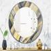 Designart 'Geometric Beige Glacier' Printed Modern Mirror - Oval or Round Wall Mirror - Multi