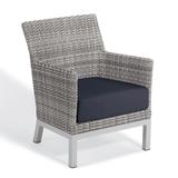 Oxford Garden Argento Resin Wicker Club Chair with Powder Coated Aluminum Legs - Midnight Blue Polyester Cushion