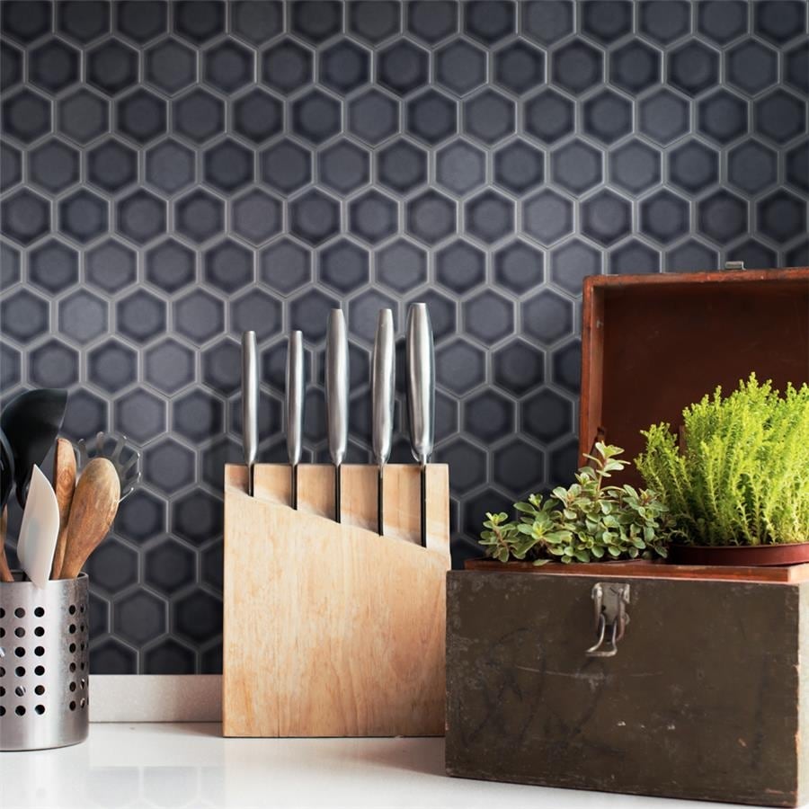 Merola Tile Hudson Due 2" Hex Storm Grey 10-7/8" x 12-5/8" Porcelain Floor and Wall Tile