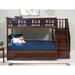 Columbia Staircase Bunk Bed Full over Full with 2 Urban Bed Drawers in Walnut