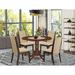 East West Furniture 5 Piece Dining Table Set- a Kitchen Table and 4 Light Sable Linen Fabric Dining Chairs, (Finish Options)