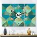 Designart 'Luxury Retro Drops I' Oversized Mid-Century wall clock - 3 Panels - 36 in. wide x 28 in. high - 3 Panels