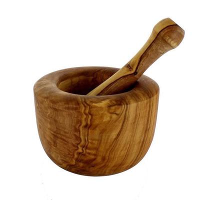 French Home 6-inch x 3-inch Olive Wood Pestle & Mortar