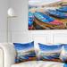 Designart 'Blue Boats under Blue Sky' Boat Throw Pillow