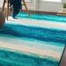 Nurzhan Teal Contemporary Striped Area Rug - 8'10" x 12'9" - 8'10" x 12'9"