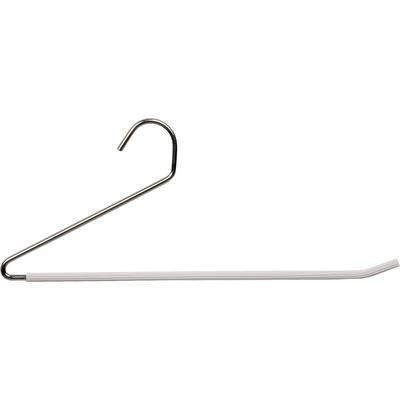 Open Ended Metal Bottom Hanger with White Non-Slip Coating, Space Saving Sturdy Metal Pants Hanger with Chrome Hook