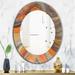 Designart 'Abstract Gilded Orange Waves' Printed Modern WallMirror - Frameless Oval or Round Wall Mirror - Gold