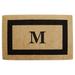 Heavy-duty Coir Fiber Single Black Framed Letter Monogrammed Doormat - 30 inches x 48 inches