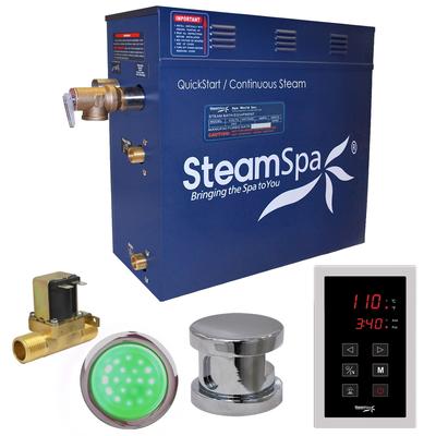 SteamSpa Indulgence 7.5 KW QuickStart Steam Bath Generator Package with Built-in Auto Drain in Polished Chrome