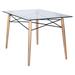 LeisureMod Dover Rectangle Glass Top Dining Table W/ Dowel Eiffel Base - Clear