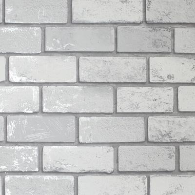 Arthouse Metallic Brick Unpasted Wallpaper