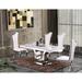 Best Quality Furniture Luxe White Genuine Marble 5pc Dining Set