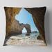 Designart 'Portugal Coast with Amazing Caves' Landscape Printed Throw Pillow