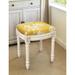 Mustard Magnolia Vanity Stool with antique white finish