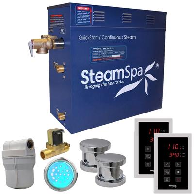 SteamSpa Royal 12 KW QuickStart Steam Bath Generator Package with Built-in Auto Drain in Polished Chrome