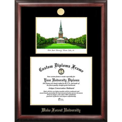 Wake Forest University 14w x 11h Gold Embossed Diploma Frame with Campus Images Lithograph