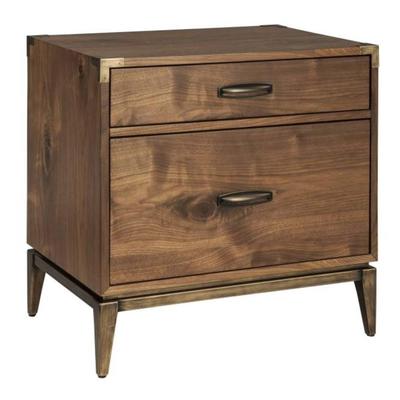 Wooden Nightstand with two Drawers, Brown