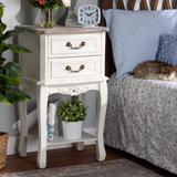 Baxton Studio Amalie Antique French Country Cottage Two-Tone White and Oak Finished 2-Drawer Wood End Table