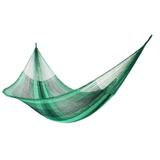 Caribbean Shades of Green Stripe Hand Knotted Rope Style Double Hammock