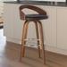 Carson Carrington Solavagen Walnut Upholstered Wood Swivel Bar or Counter Stool