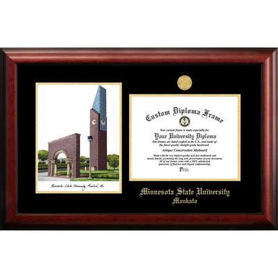 Minnesota State University, Mankato 11w x 8.5h Gold Embossed Diploma Frame with Campus Images Lithograph