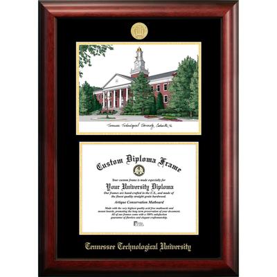 Tennessee Tech University 11w x 8.5h Gold Embossed Diploma Frame with Campus Images Lithograph