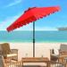 SAFAVIEH Venice Single Scallop 9 Ft Crank Red/ White Outdoor Umbrella