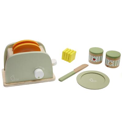 Teamson Kids - Little Chef Frankfurt Wooden Toaster play kitchen accessories - Green- 11 pcs