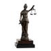 Brass Lady Justice Sculpture on Wood Base.