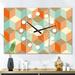 Designart 'Retro Hexagon Pattern VIII' Oversized Mid-Century wall clock - 3 Panels - 36 in. wide x 28 in. high - 3 Panels