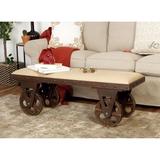 Brown Wooden Bench with Wheels - 47 x 16 x 17