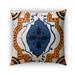 Kavka Designs blue; orange moroccan blue tile outdoor pillow with insert