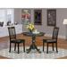 East West Furniture 3 Piece Dining Room Table Set- A Round Kitchen Table and 2 Dining Chairs, Cappuccino(Seat Options)