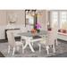 East West Furniture Dining Table Set- a Wooden Table and Cream Linen Fabric Parson Chairs, Linen White(Pieces Options)