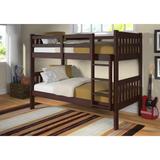 Donco Kids Twin over Twin Mission Bunk Bed in Dark Cappuccino with Optional Twin Trundle or Storage Drawers