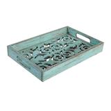 HiEnd Accents Turquoise Wooden Tray