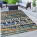 World Rug Gallery Modern Stripes Faded Geometric Indoor/Outdoor Area Rug