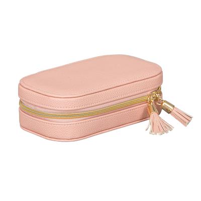 Mele and Co Lucy Travel Jewelry Case in Textured Pink Faux Leather