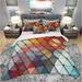 Designart '3D Diamond Shaped Geometry in Shades of Blue and Red' Modern & Contemporary Bedding Set - Duvet Cover & Shams