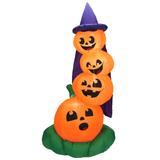 Joiedomi 12 ft. Tall Orange, Purple & Green Plastic Stacked Pumpkins Inflatable - 7.8"W x 7.4"L x 9.8"H