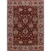 RED & IVORY Floral Oushak Area Rug Hand-Knotted Oriental Carpet - 9'0" x 11'0"