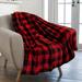 Plaid Buffalo Checker Blanket Microfiber Fleece Red/Black